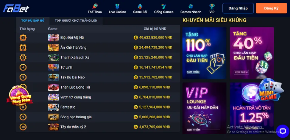 Các trò chơi casino và slot tại vui88 chính thức